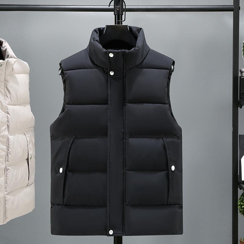 

Stand-up collar big red vest solid color autumn and winter warm vest men s blue student jacket sleeveless men s and women s sports vest L чорний