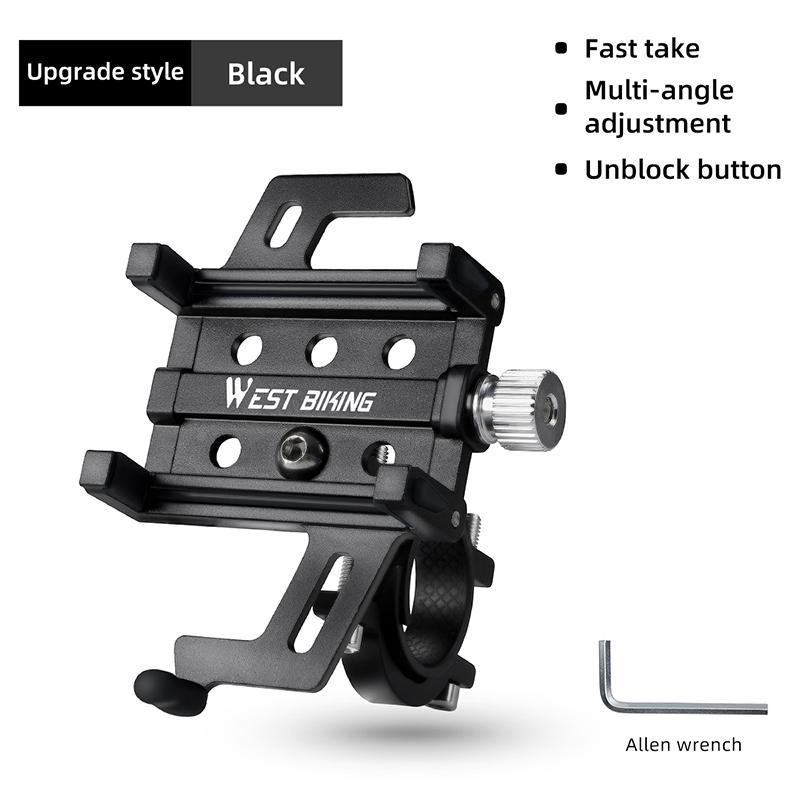 WEST BIKING Customized Quick Release Adjustable Aluminum Alloy Bicycle Cell Phone Holder Easy Installation Durable Design Model
