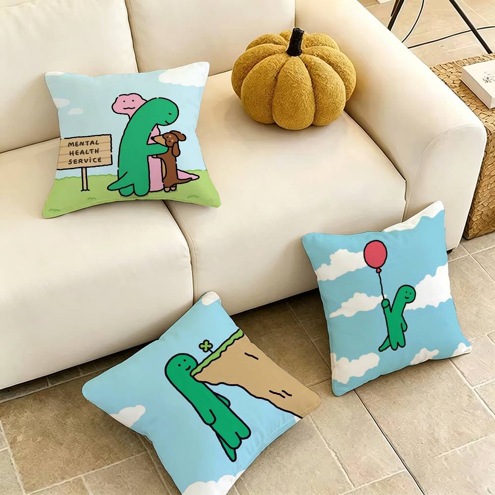 Green Dinosaur BrachioO Square DoubleSided printed Pillow Case Bedroom Bedside Pillow Sofa Cushion Cover Gift