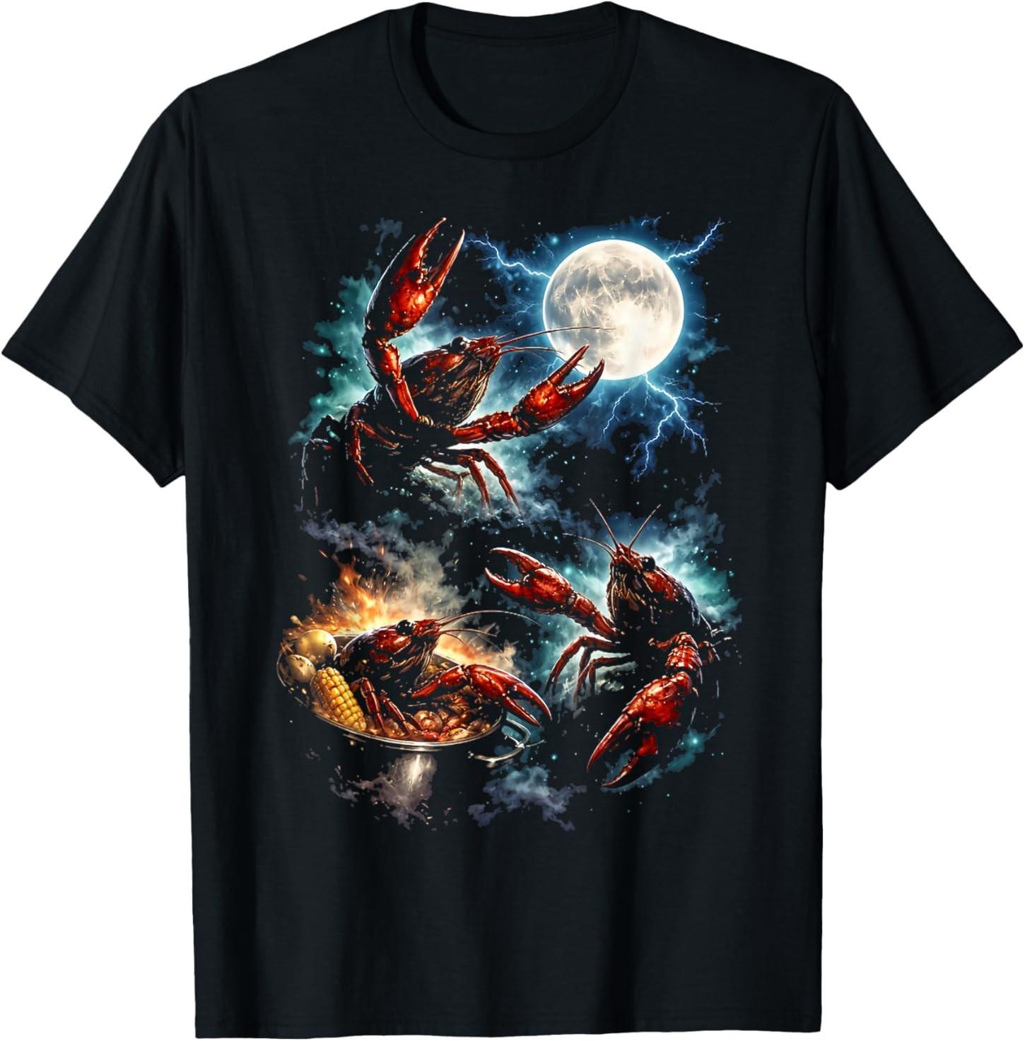 Crawfish Cursed Moon Howl Meme Funny Lobster Men Women Kids T-Shirt S разноцветный