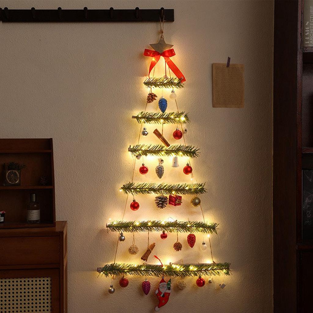 Christmas Wall Decoration, Illuminated Christmas Tree, Christmas Ornaments, Pendants, Pinecone And Rattan Pendants.