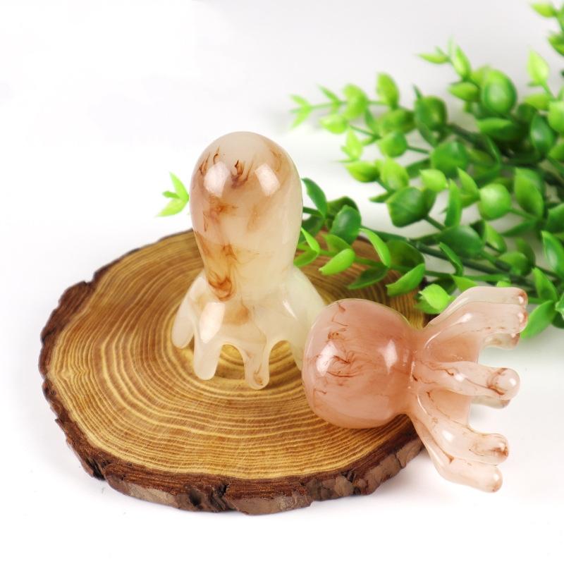 Octopus Head Honey Wax Resin Meridians Head Comb Portable Shoulder Neck Massager Soothing Meridian Massage Comb