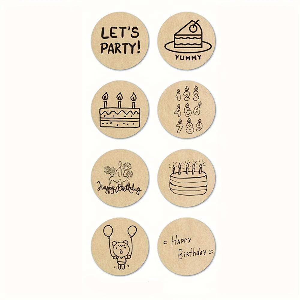 Kraft Paper Birthday Stickers for Gift Wrapping, Decorative Envelope Seals, And Stationery Labels.
