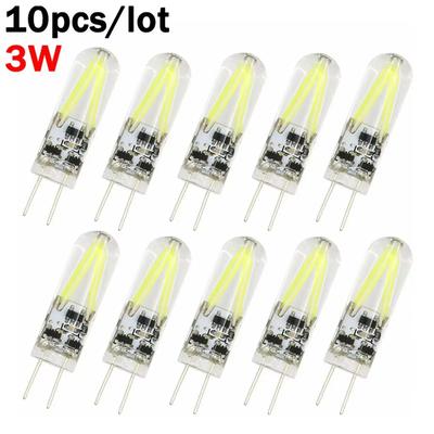 10X Mini G4 LED COB Filament Light Bulbs 3W DC 12V Replace 15W Halogen Lamp Clear Glass Chandelier Spotlight Bombillas Lampara