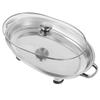 Hoement Stainless Steel Buffet Tray, Oval, Fish Serving Plate with Glass Cover for Food Protection, Kitchen and Dining