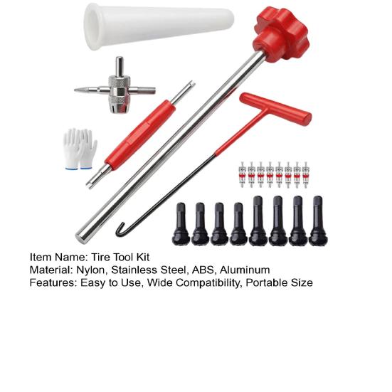 23Pcs Tire Valve Stem Tool Set, Quick Change Valve Installer Kit with TR413/TR414 Valve Stems, 4-Way Valve Core Stem Removal Tool for Cars Motorcycles