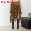 Street Style Punk Rock Womens Asymmetric Plaid Lace Midi Skirt For Summer Fashion
