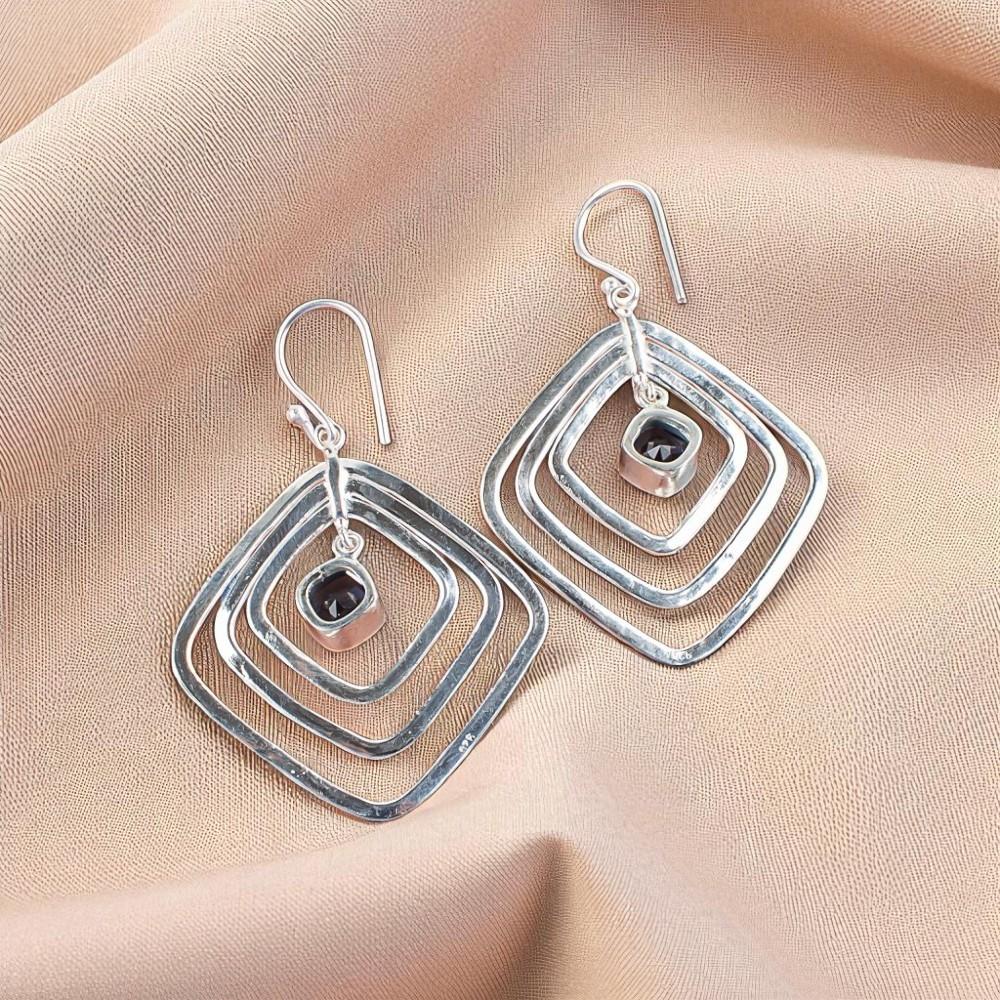 London Blue Topaz Gemstone 925 Sterling Silver Jewelry Drop/Dangle Earrings2.44" EE-71-8