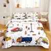 Excavator Duvet Cover Set Twin Queen Size Cartoon Truck Bedding Set Kids Teens Room Decor Construction Vehicle Comforter Cover