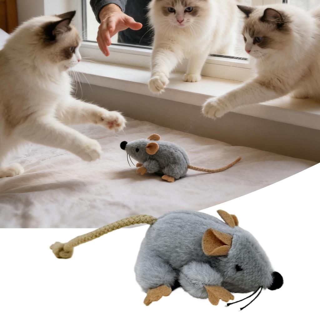 Cat Toy Mouse Built-in Sound Compact Play Game Stuffed Cat Toys for Daily Ground Home Indoor Outdoor Birthday Holiday Pet