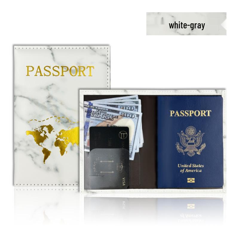 Customizable Marble Gold Foil Passport Holder with Multi-color Options