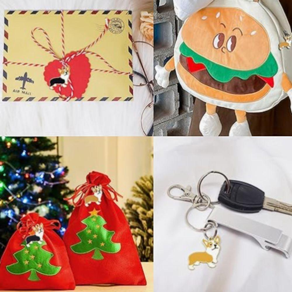 20 Stück Schwarz und Orange Lustige Welpenanhänger 23*24mm Niedliche Hundenanhänger Anhänger zum Schmuckbasteln