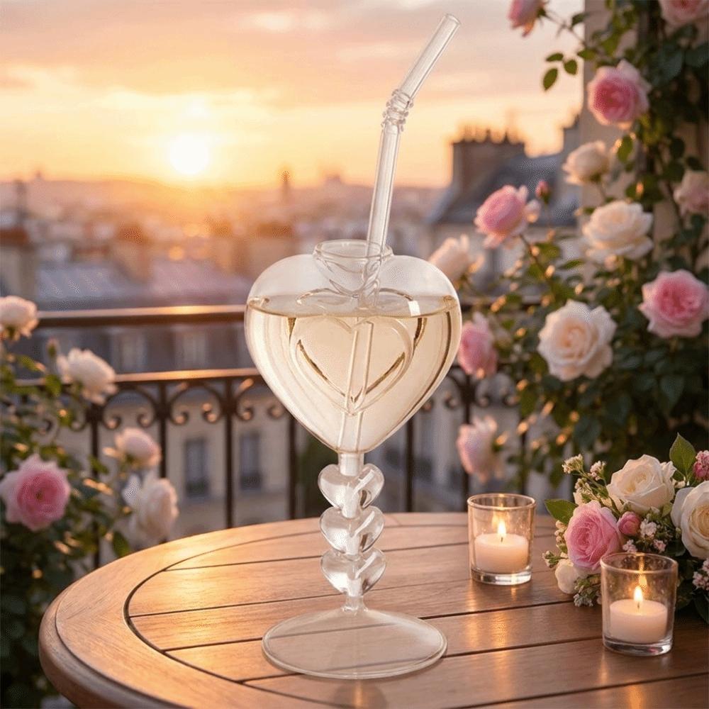 Transparent Heart Shaped Glass Large Capacity Juice Drink Glass Unique Cocktail Glasses Pub