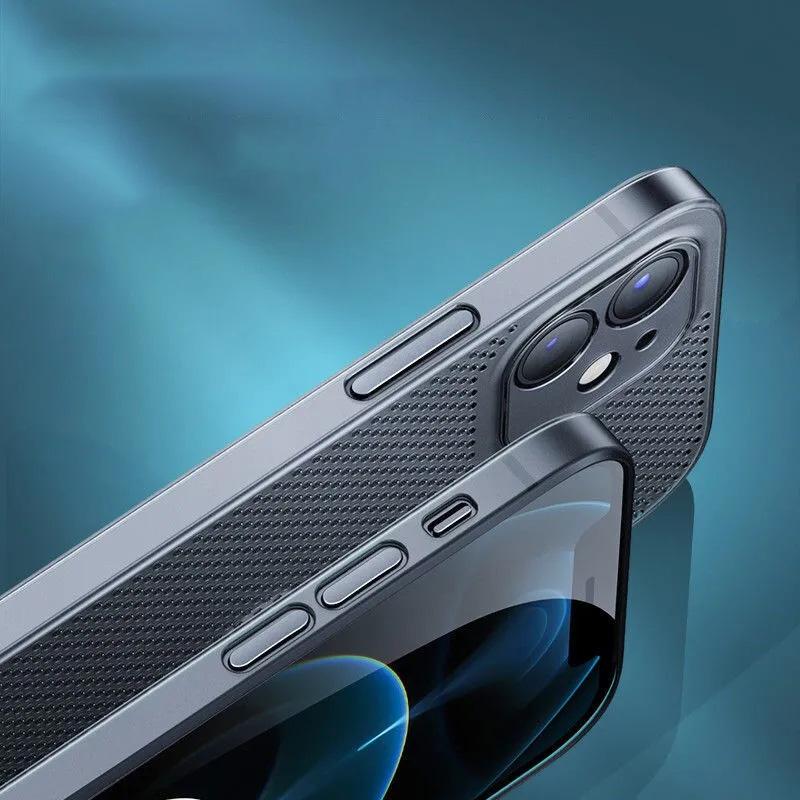 PP Phone Case for iPhone 12 6.1 inch,Ultra Thin Breathable Hollow Hole Heat Dissipation Mesh Back Cover