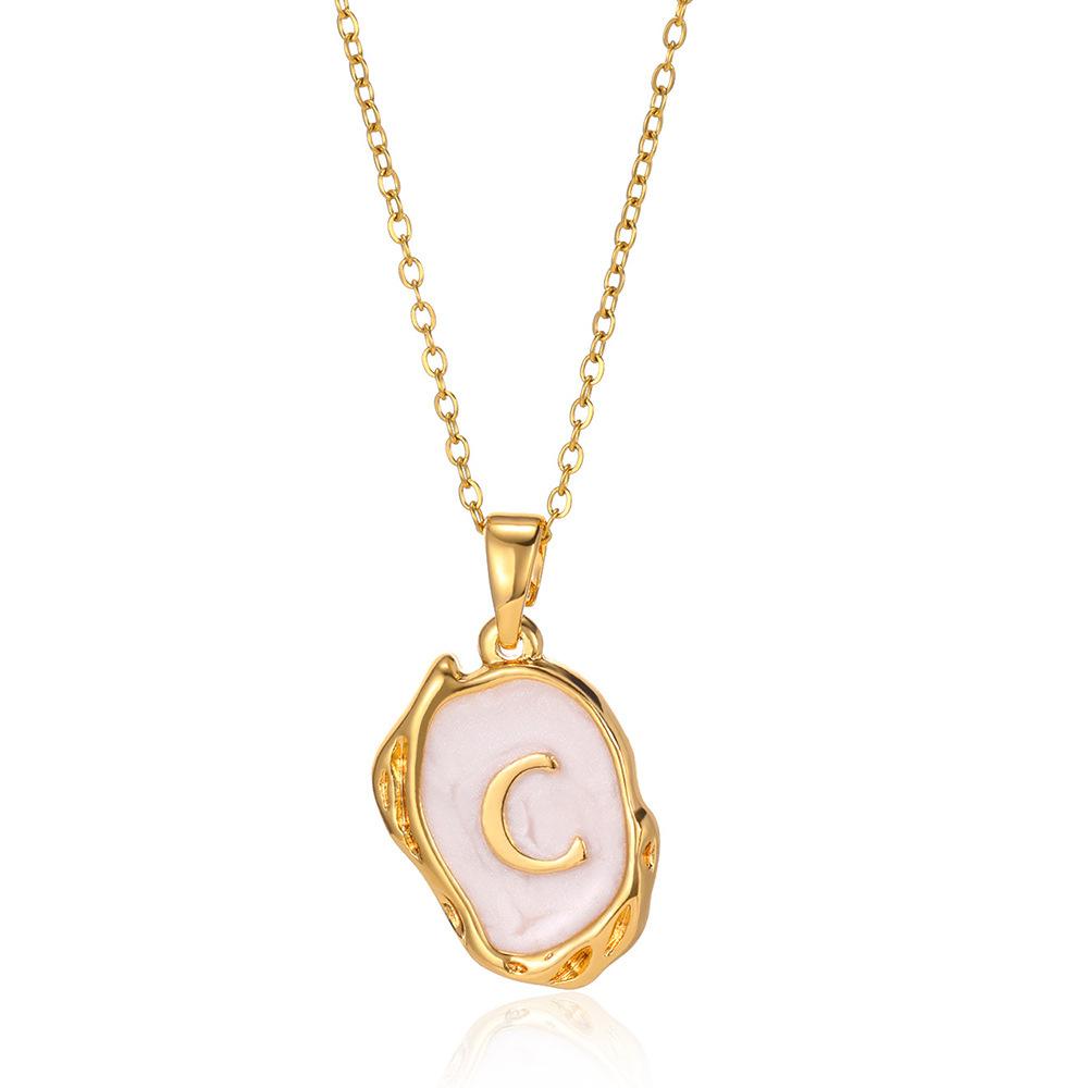 26 Letter Irregular Pendant Ladies 18K Gold-plated Letter Necklace Dating Birthday Gift