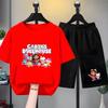 Children Summer Clothing Tshirt+Shorts Gabbys Dollhouse Print Boy Girl Toddler 3-12Yrs Short-Sleeved cool leisure Set