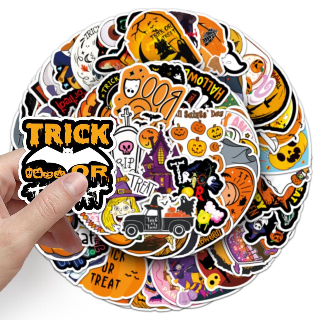 100 Halloween Graffiti Stickers: Perfect for Suitcases, Laptops, Skateboards, Refrigerators, and Cars.