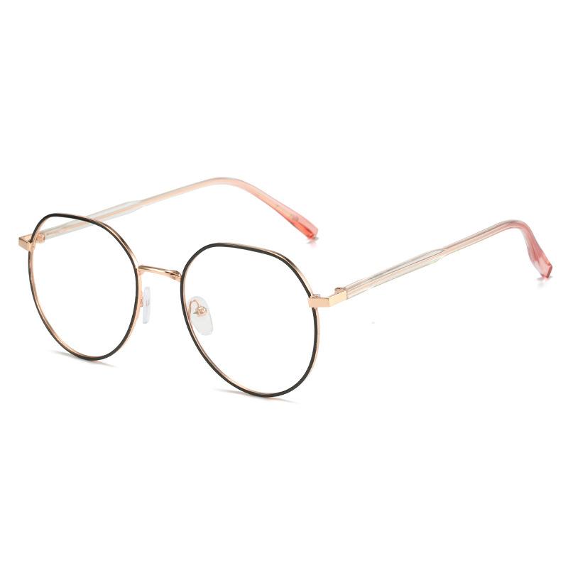 Trendy Anti Blue Light Glasses Women Retro Round Metal Frame Blue Rays Blocking Photochromic Eyewear