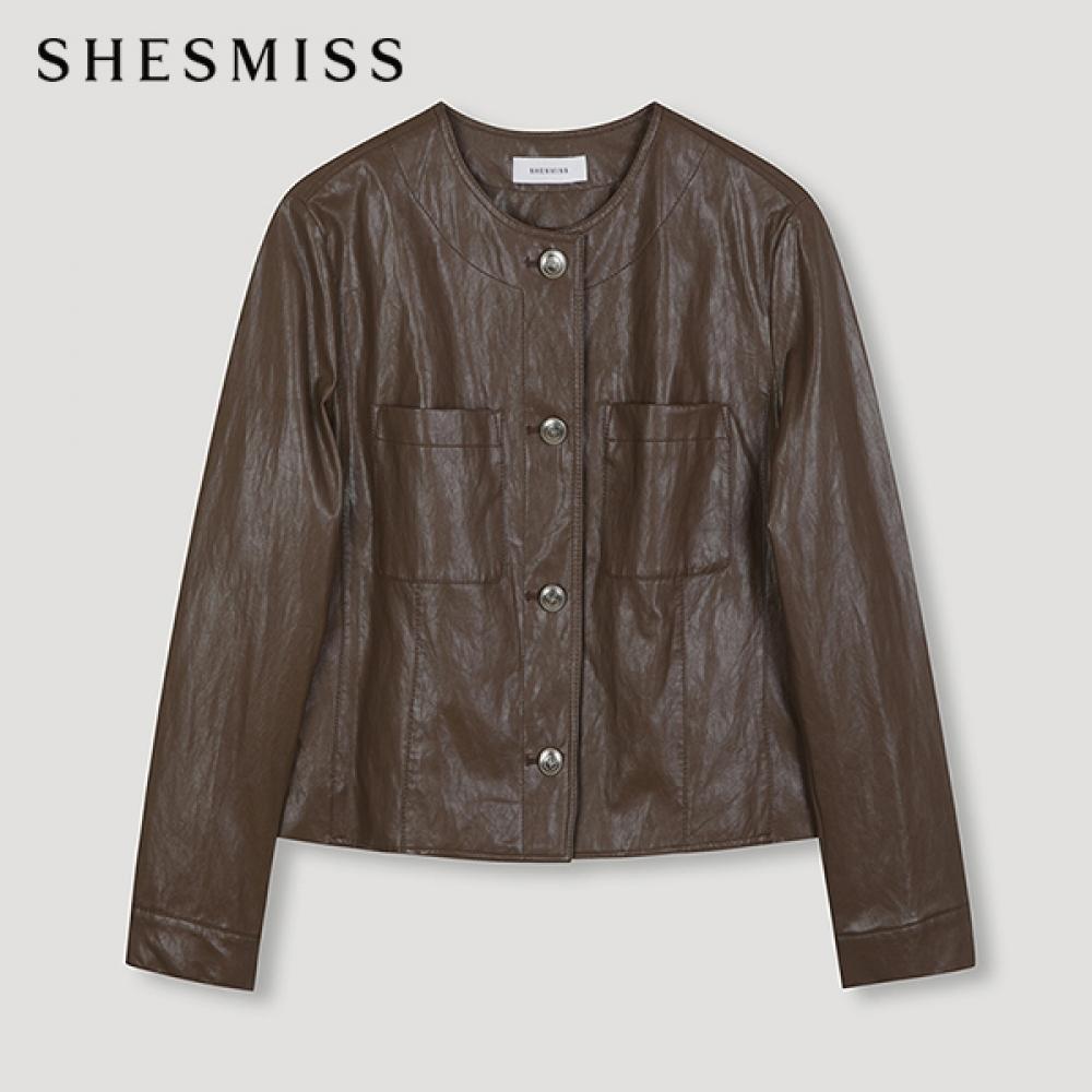 

She S miSS Pocket Leather Jacket Swwjko12030 Br Braun/55