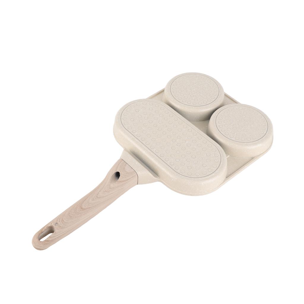 3 in 1 Breakfast Pan Nonstick Aluminum Alloy Labor Saving Pancake Frying Pan for Egg Bacon