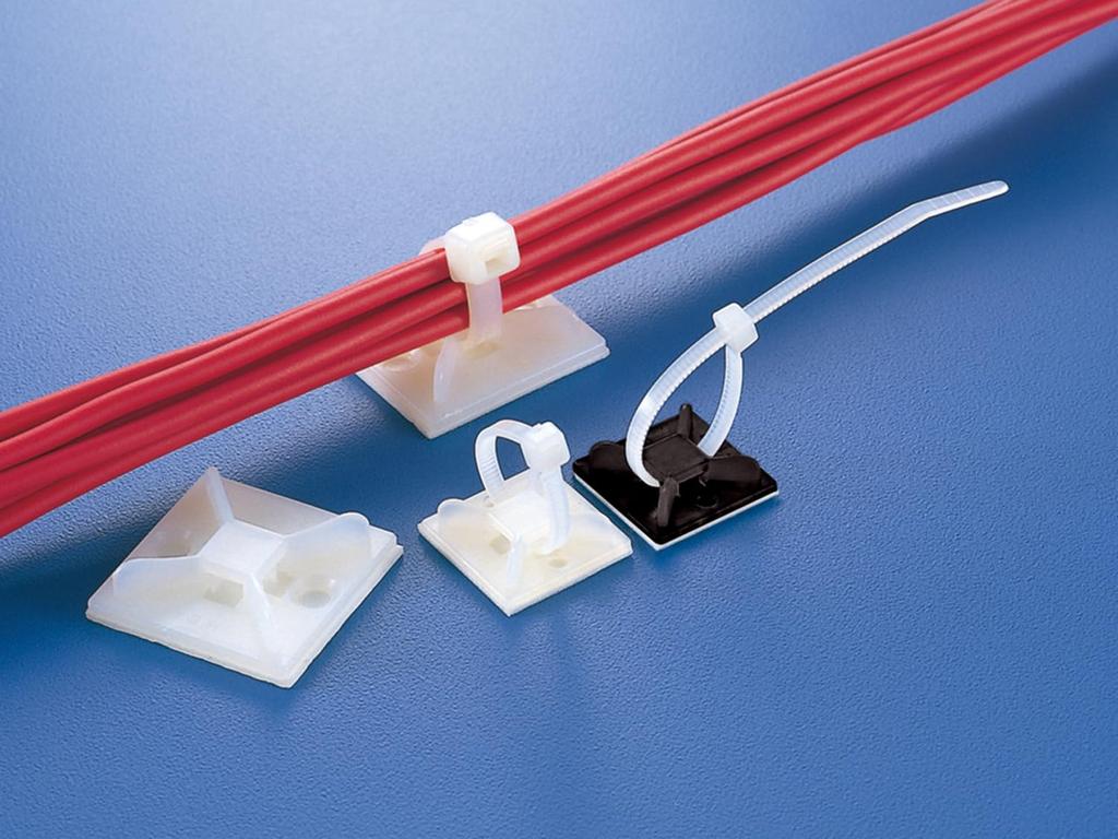 HellermannTyton Adhesive Wiring Fixture Mount Base MB4A-B, Pack of 100, StandardIndoor Grade, Black, LW: 28mm28mm