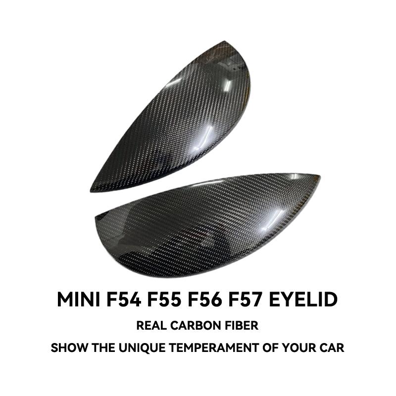 Carbon Fiber Car Headlight Eyebrows Cover Glossy Black Front Angry Eyelids for MINI F54 CLUBMAN F57 CABRIO F55 F56 COOPER S JCW