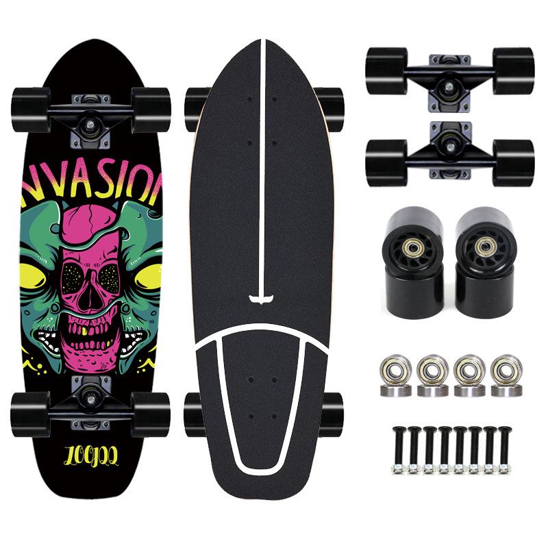 Thailand Maple Big Fish Board Single Upturned Skateboard Walking Board Land Surfboard Brush Street Board Four