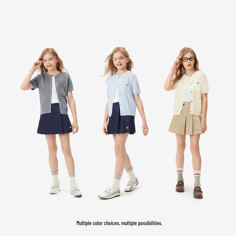 Navigare Girls' Summer Short Sleeve Cable Knit Cardigan