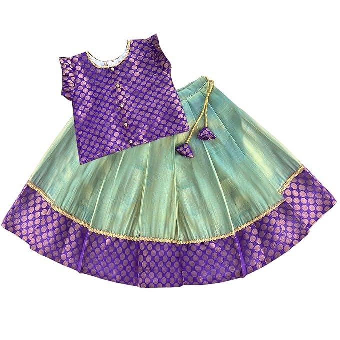 Комплект одежды для девочек Лехенга-чоли, Kerala Lehenga Choli for Girls (Pastel Green & Violet), Stanwells Kids