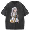 Frieren Anime Gewaschenes Kurzarm Rundhals Y2k T-Shirt Herren Kleidung Neu im Top & T-Shirts Herren T-Shirt