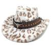 Rivet Detail Western Cowboy Hat Leopard Print Wide Brim Cowboy Cap  Autumn Winter Wear