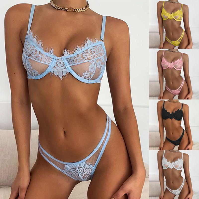 

Женское сексуальное кружевное нижнее белье Комплект Комфортное нижнее белье Сплошной цвет Бюстгальтер Набор Перспектива Ультра тонкое нижнее белье