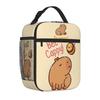 The Cute Capybara Loves Foam Tea Insulated Lunch Bag for Travel School Picnic Portable Food Container Portable Thermal Lunch Box