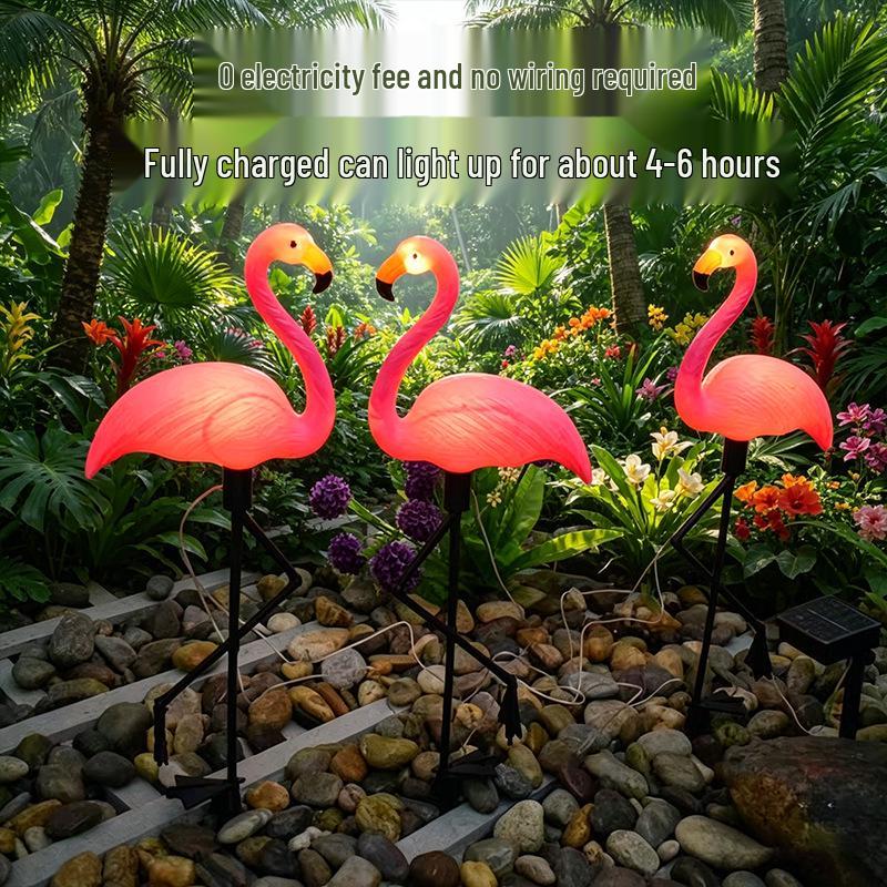 Solar Red Flamingo Ground Stake Light for Garden and Courtyard Decoration