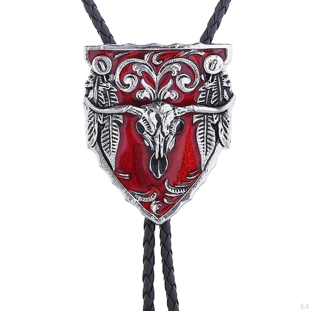 Bull Enamel Pattern Bolo Tie Western Cowboy Vintage Handmade Mens Accessories