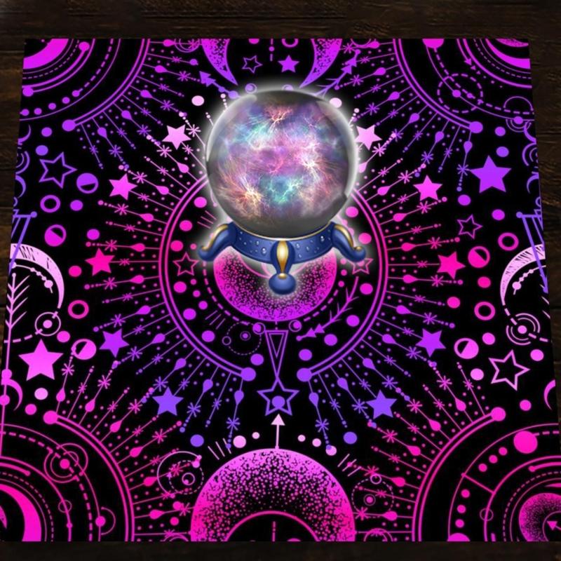 Tarots Card Tablecloth Altars Cloth Mysterious Moon Astrologys Tablecloth Table Mat Square Divinations Tapestry