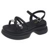 Fairy Style Fashion Cross with Open-toed Sandals Female Summer New Thick-soled Heightening French Style with Skirt Beach Shoes