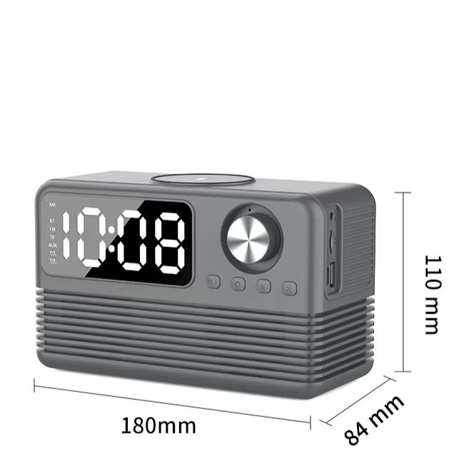 Retro-Stil Kabelloses Laden Bluetooth-Lautsprecher Wecker FM-Radio Desktop-Nachttischlautsprecher TF-Kartenleser Computerlautsprecher