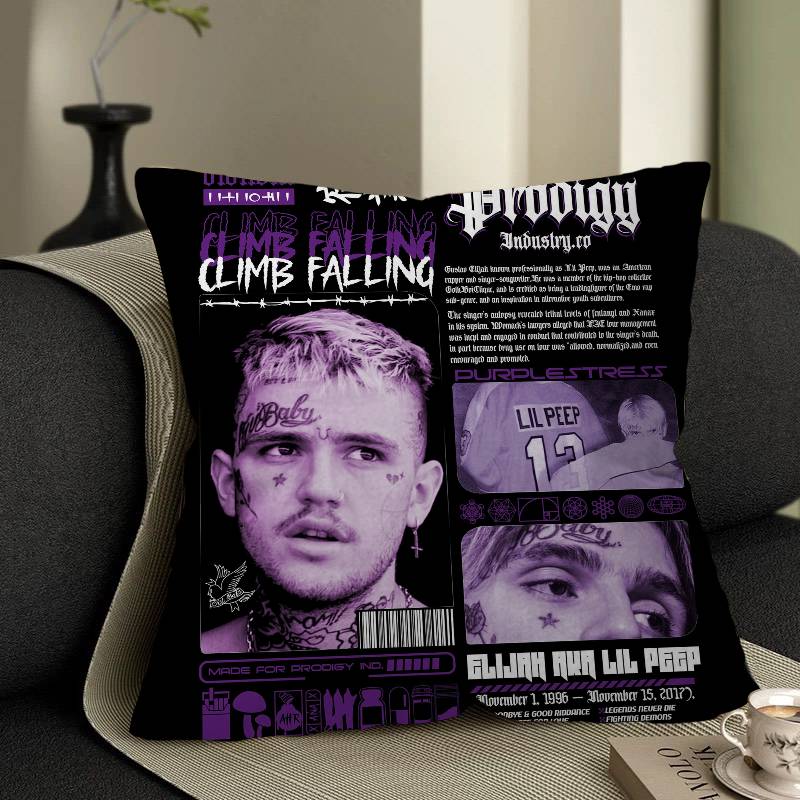 

Рэпер Lil Peep Стич Подушка-наволочка Чехол для диванной подушки Украшение дома для комнаты Детский подарок 12x12Inch