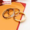 2024 Rhinestone Titanium Steel Couple Rings - Women's Non-Fading Plain Band, 18K Rose Gold