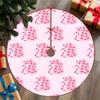 2D Flat, 1pc Christmas Tree Skirt with a Light Pink Base Featuring a Pattern of Pink Animal Figures with Decorative Patterns. Made with 2D Flat Printi