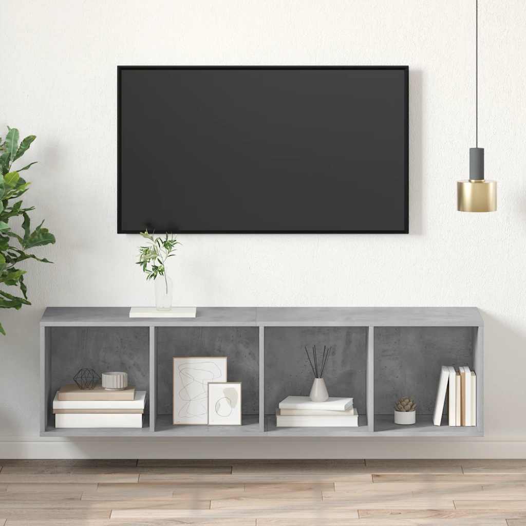 TV Wall Cabinet Concrete Grey 37 x 37 x 142.5 cm Particleboard