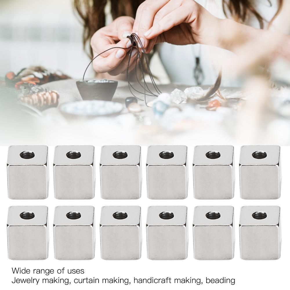 50pcs Steel Square Spacer Beads Stainless Steel DIY Necklace Accessories  Bracelet Making