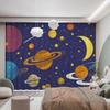 2Pcs Modern Simple Cartoon Cute Animals Bear Rabbit Star Ocean Star Boy Children's Room Decor Semi Blackout Curtain Grommet Top