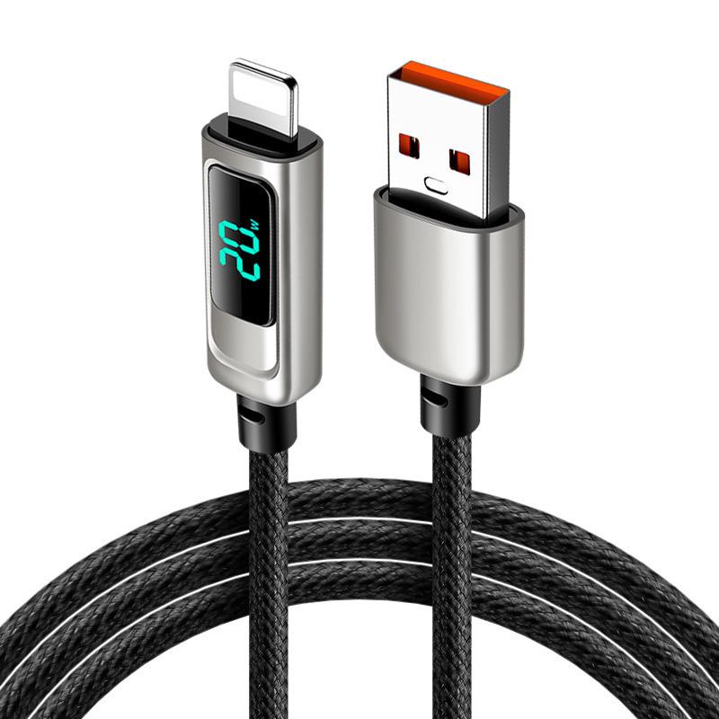 2025 Nylon Braided Fast Charging Type-C Cable with Digital Display, Zinc Alloy, 100W, Compatible with Multiple Models