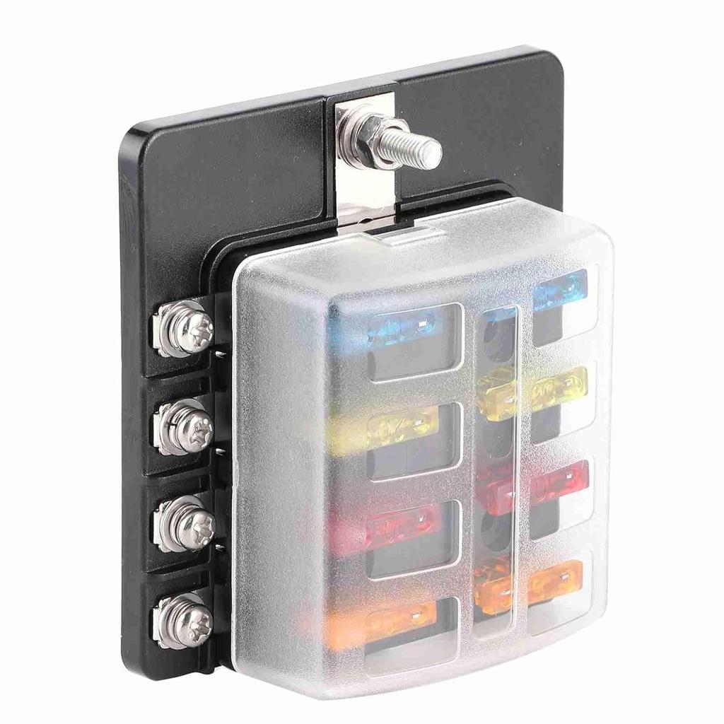 8-Way Water Proof Fuse Block with LED Indicator, Screw Nut Terminal Box for Car Boat Marine