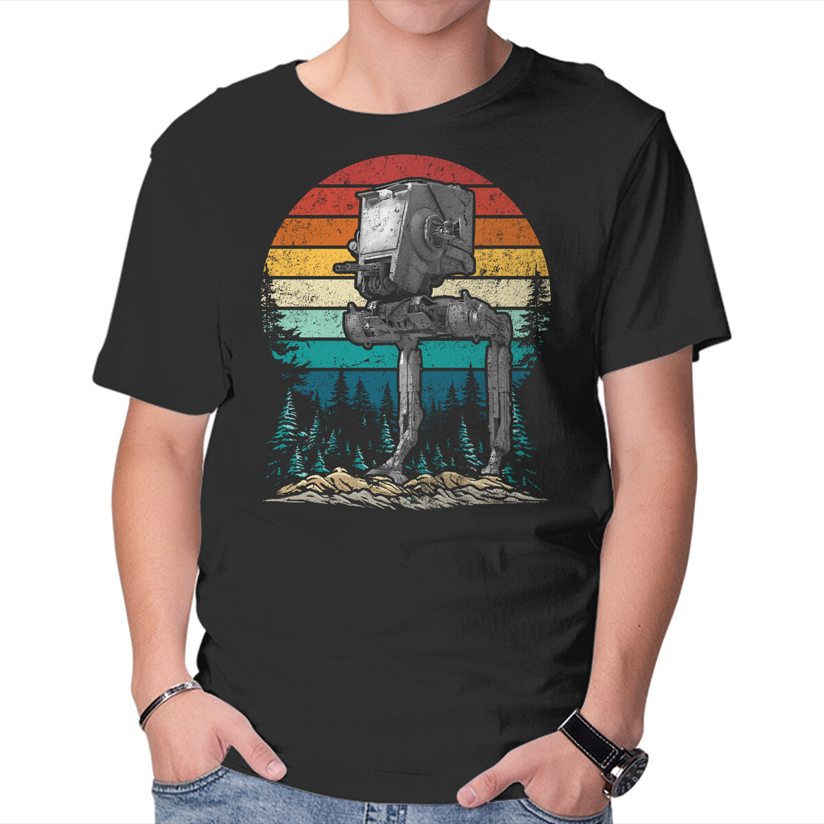 Unisex Crew Neck T-Shirt Scout Walker Vintage Graphic Short Sleeve Casual Tee S