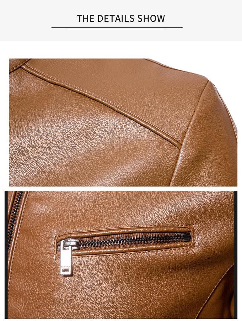 2024 Men's Autumn PU Leather Stand Collar Motorcycle Jacket - Trendy and Handsome Design