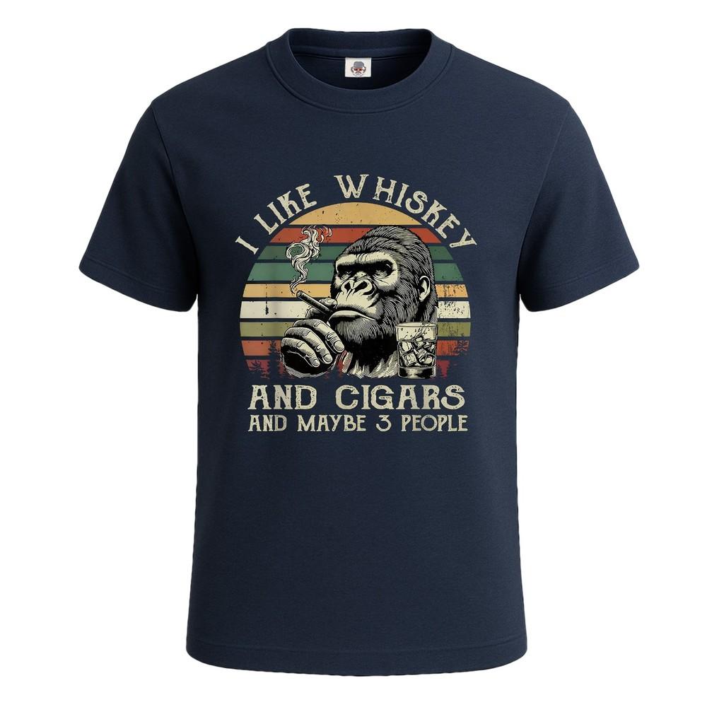 I like whiskey and cigars and maybe retro tshirt ape gorilla novelty tee top 2XL