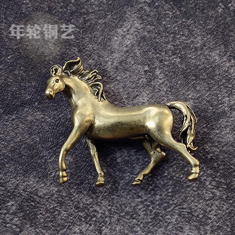 Solid Copper Horse Figurine Desktop Decor Office Paperweight Animal Ornament Home